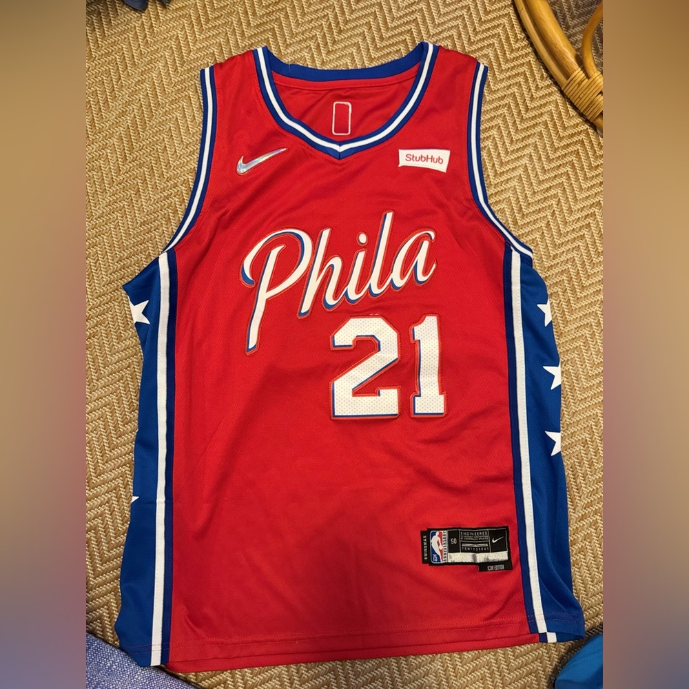 Red Phila 76ers Basketball Jersey #21 Embiid